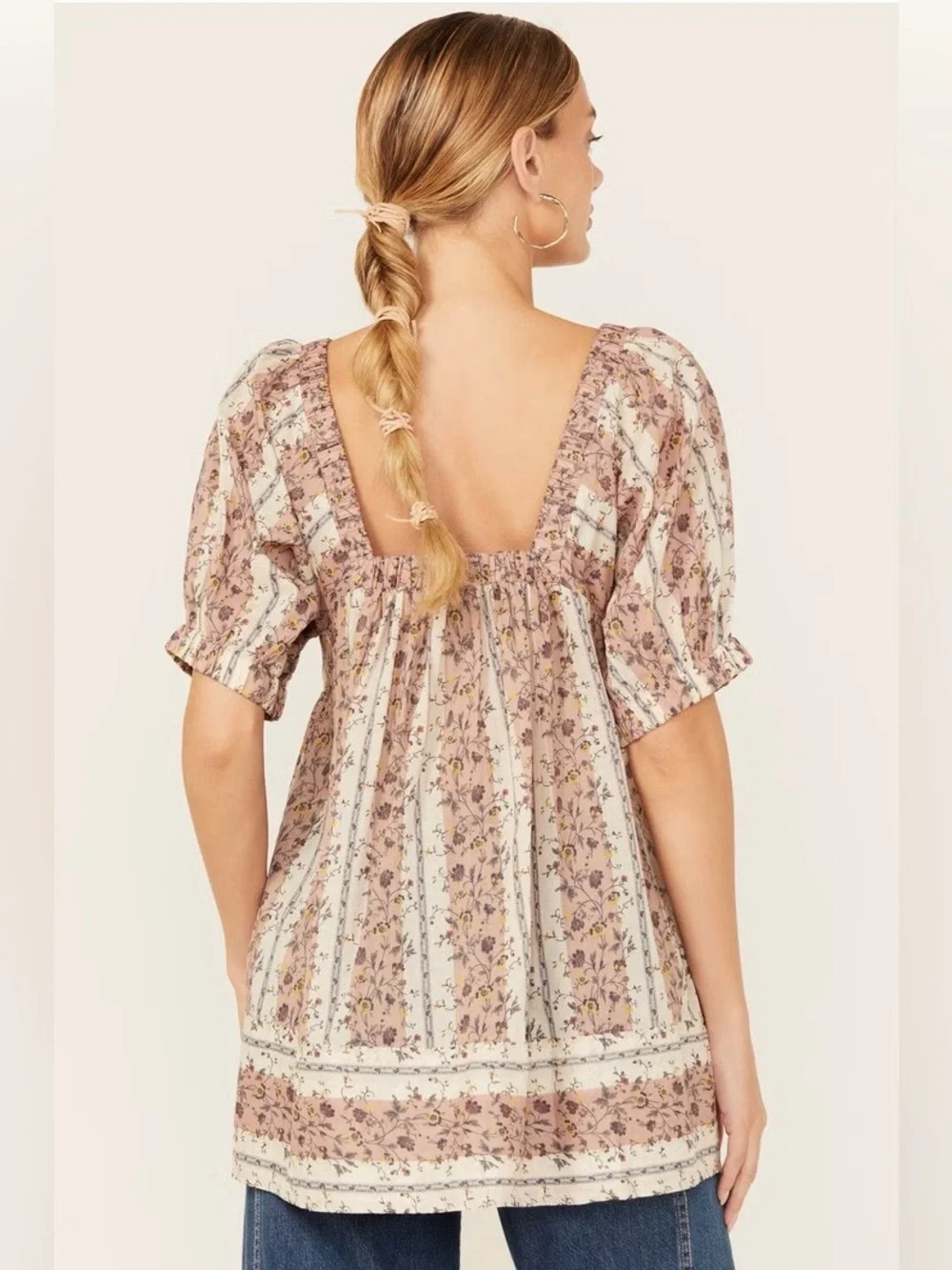 Free People Women's Vintage Lover Floral Print Short Sleeve Blouse